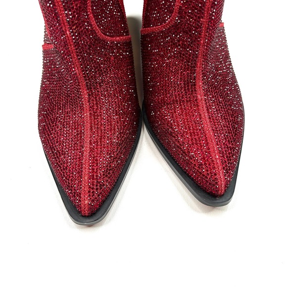 Jessica Simpson | Rhinestone Ruby Red Low Bootie Size 7 - Picture 4 of 7